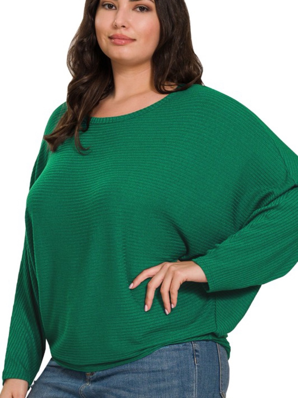 Women’s Ribbed Batwing Sweater - Picture 3 of 3